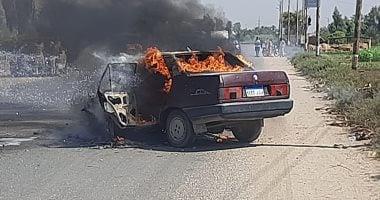 إصابة شخص إثر احتراق سيارة ملاكى فى الطريق السياحى