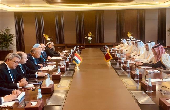 وزير الخارجية يعقد جلسة مباحثات ثنائية مع نظيره القطري في الدوحة
