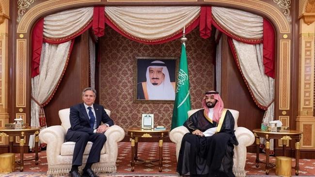 ولى العهد السعودى يبحث مع بلينكن الجهود لوقف العمليات العسكرية فى غزة