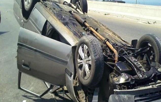 إصابة 20 شخصا فى انقلاب سيارة أعلى كوبرى سدمنت الجبل ببنى سويف