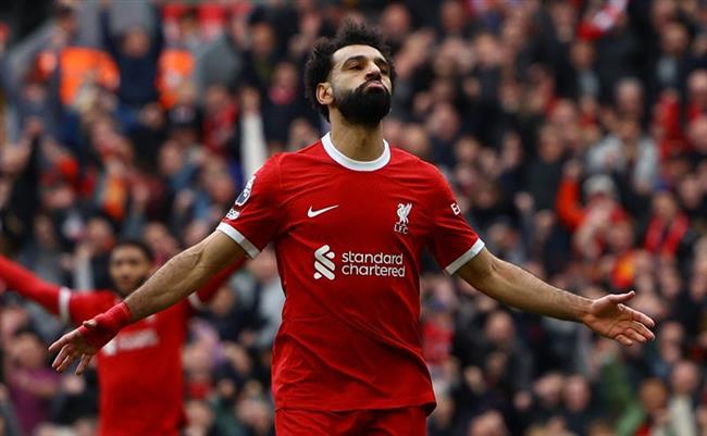 محمد صلاح يحتفل بهدفه في شباك برايتون