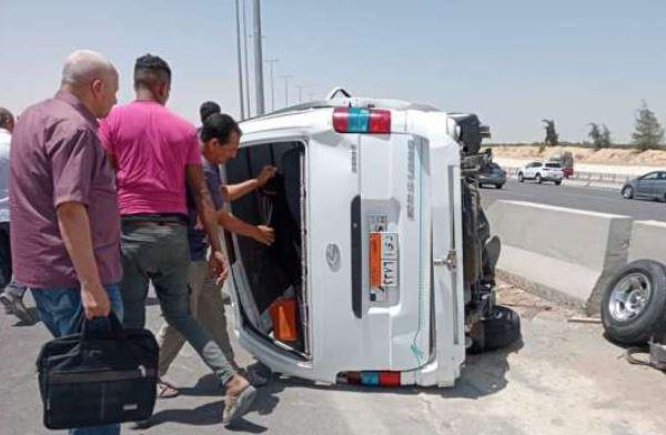 مصرع وإصابة 9 أشخاص في إنقلاب ميكروباص على طريق الكريمات
