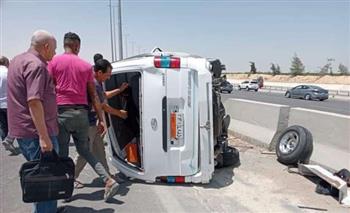   إصابة 5 أشخاص في حادث انقلاب سيارة على طريق بني سويف الفيوم