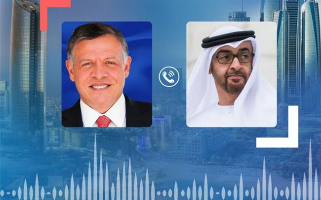 العاهل الأردني ورئيس الإمارات يؤكدان أهمية تنسيق الجهود في ظل تطورات الإقليم