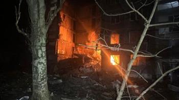   حريق بمدينة كورسك الروسية بعد إسقاط طائرة مسيرة