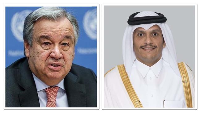رئيس وزراء قطر وأمين عام الأمم المتحدة يبحثان جهود إنهاء الحرب على غزة
