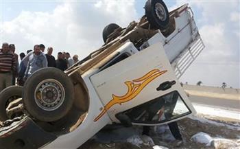   مصرع شخص وإصابة آخر في حادث انقلاب سيارة نقل بطريق إسكندرية الصحراوي