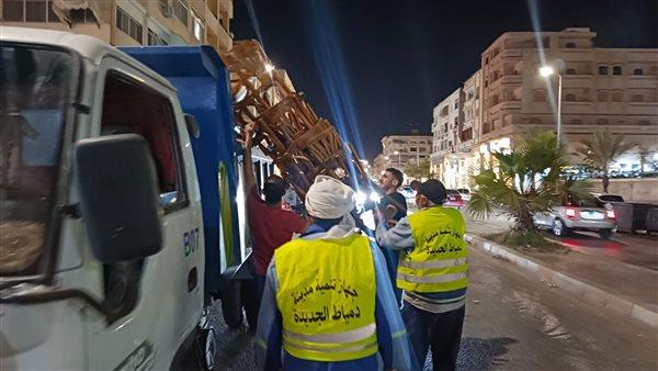 حملة مكبرة لإزالة مخالفات الإشغالات بدمياط الجديدة 