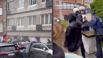   اشتباكات بين الشرطة البلجيكية ومتظاهرين قرب السفارة الإسرائيلية في بروكسل