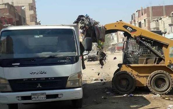 حملة لرفع مخلفات الشوارع ومراجعة تراخيص البناء بـ بني سويف