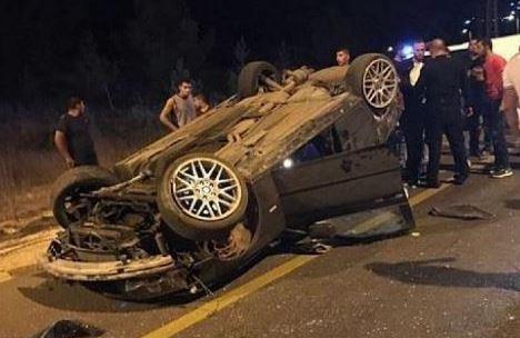 إصابة 3 أشخاص في حادث انقلاب سيارة أعلى صحراوي الصف