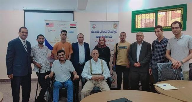 وفد هيئة امديست يتابع إنشاء مركز خدمة الطلاب ذوي الإعاقة بجامعة سوهاج