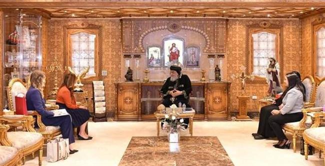 البابا تواضروس يستقبل سفيرة الولايات المتحدة الأمريكية