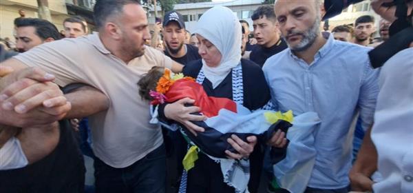 تشييع جثمان الطفل الفلسطيني الشهيد علي ربايعة في بلدة ميثلون جنوب جنين