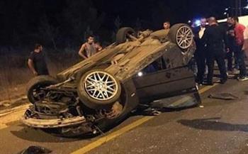 إصابة 3 أشخاص إثر حادث انقلاب سيارة في الصف