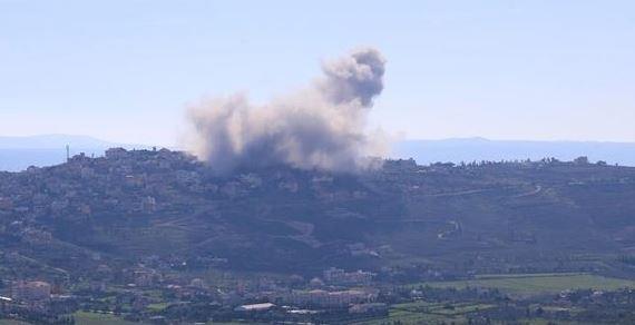 غارة إسرائيلية على أطراف بلدة مركبا فى لبنان