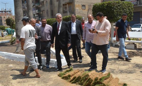 محافظ الغربية يتفقد أعمال التطوير الجارية بحديقة ميدان الإسكندرية بحي أول طنطا