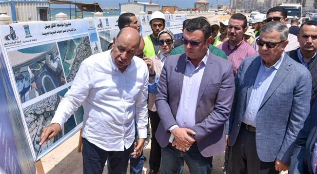 وزير الإسكان والمحافظ يتفقدان مشروع توسعة كورنيش الإسكندرية 