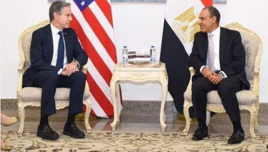 وزير الخارجية يبحث مع نظيره الأمريكي الجهود المشتركة لوقف الحرب في غزة