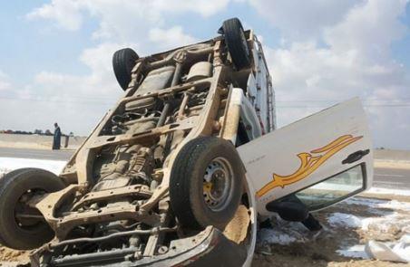 انقلاب سيارة بأطفيح يسفر عن إصابة 3 أشخاص
