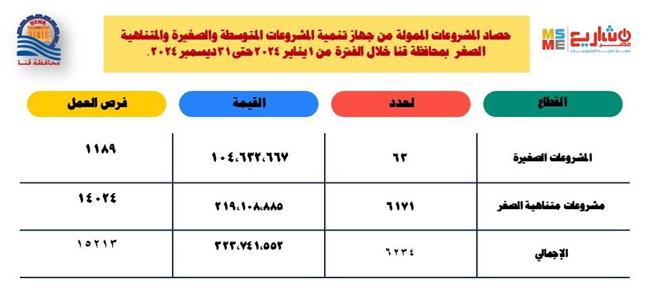 323 مليون جنيه لتمويل المشروعات الصغيرة ومتناهية الصغر بقنا