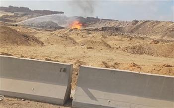   الحماية المدنية تواصل عملية إطفاء وتبريد حريق خط أنابيب البترول بالخانكة 