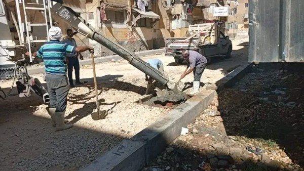 استمرار أعمال تطوير منطقتي "السلام الجديد" و"التصنيع" بحي الضواحي في بورسعيد