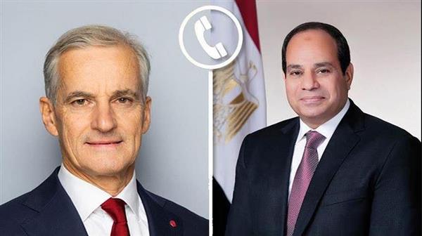 الرئيس عبد الفتاح السيسي يتلقى اتصالًا هاتفيًا من رئيس وزراء مملكة النرويج