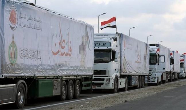 استئناف دخول المساعدات الإغاثية إلى غزة عبر معبري العوجة وكرم أبو سالم