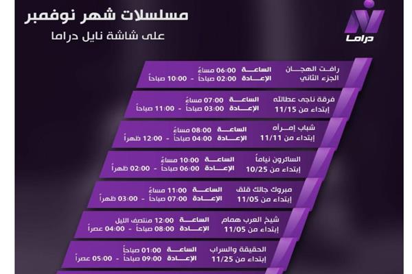 خريطة درامية ساخنة على «نايل دراما» في نوفمبر.. مفاجآت ومسلسلات جديدة للجمهور