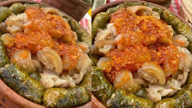 طريقة عمل طاجن ورق العنب بالكوارع