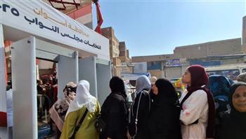 إقبال ملحوظ من السيدات على اللجان الانتخابية بأسوان.. صور
