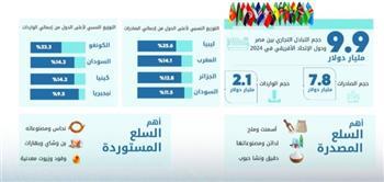 زيادة حجم التبادل التجاري بين مصر ودول الاتحاد الإفريقي بنسبة 7.6 % عام 2024