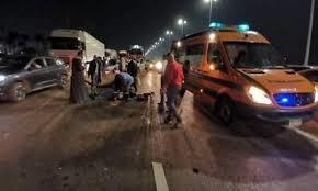 انقلاب سيارة عروسين في طريقهما للفرح ببنها