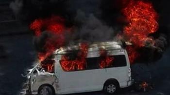   السيطرة على حريق نشب فى سيارة ميكروباص بموقف الإسكندرية