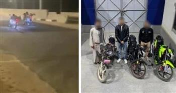   ضبط 3 شباب نظموا سباقات بدراجات نارية عرّضت المواطنين للخطر فى أسيوط