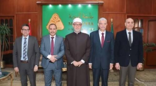 رئيس جامعة المنوفية يستقبل المفتي للمشاركة في ندوة ضمن "بداية"