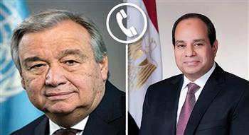   الرئيس السيسي وجوتيريش يؤكدان ضرورة الإسراع في بدء عمليات إعادة إعمار قطاع غزة