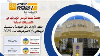 جامعة طنطا : الظهور لأول مرة في الصيدلة بالتصنيف البريطاني QS للموضوعات لعام 2025