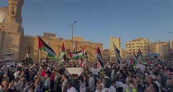   وقفات حاشدة بساحة مسجد السيدة زينب لرفض تهجير الفلسطينيين.. فيديو