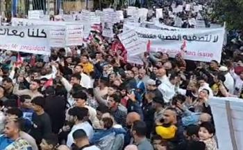   مظاهرة حاشدة بساحة مسجد المندرة بحري لرفض تهجير أهالي غزة