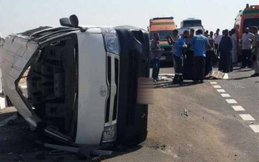 مصرع شخصين وإصابة 12 آخرين فى حادث انقلاب ميكروباص بالدقهلية