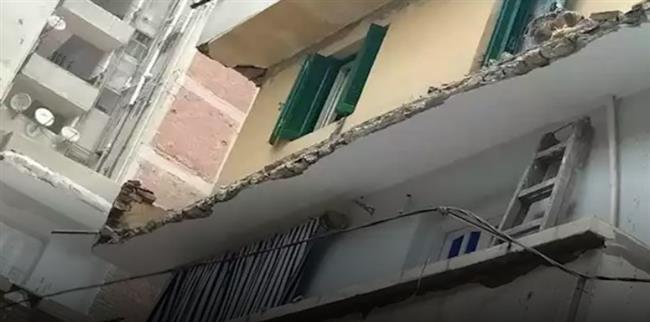 انهيار شرفة شقة سكنية بعمارة من 6 طوابق فى الفيوم دون إصابات