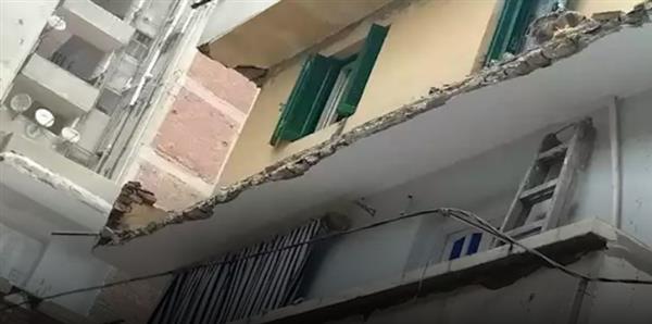 انهيار شرفة شقة سكنية بعمارة من 6 طوابق فى الفيوم دون إصابات