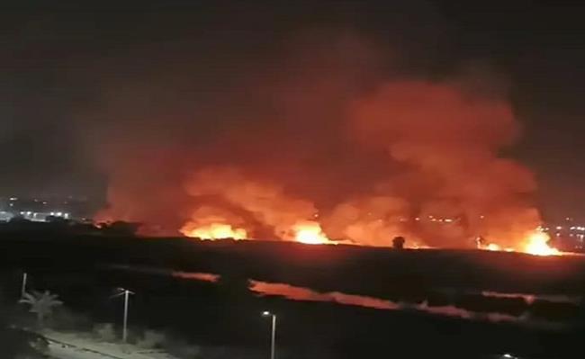 جهود مكثفة لإخماد حريق على كورنيش النيل بحلوان
