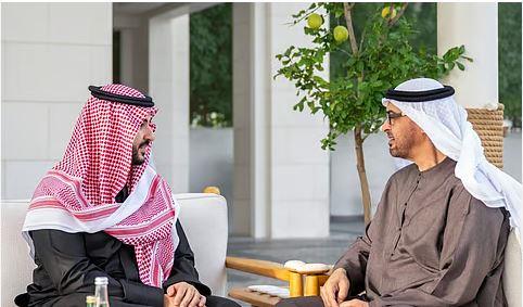 وزير الدفاع السعودي يجري مباحثات مع رئيس الإمارات بقصر الشاطئ بأبو ظبي