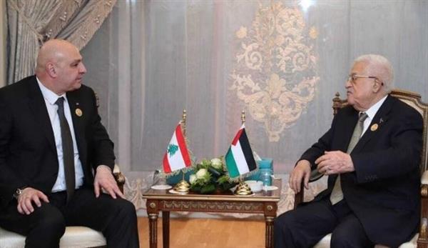 رئيسا فلسطين ولبنان يبحثان آخر مستجدات الأوضاع في قطاع غزة