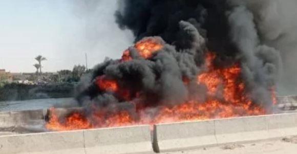حريق يلتهم سيارة زيت طعام فى الشرقية