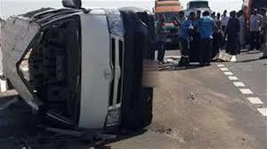 بالأسماء.. إصابة 9 أشخاص  أثر انقلاب ميكروباص على طريق المنصورة بالدقهلية