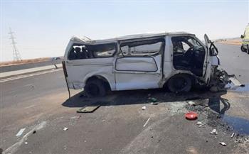 مصرع وإصابة  14 شخصا فى انقلاب سيارة ميكروباص على صحراوى المنيا
